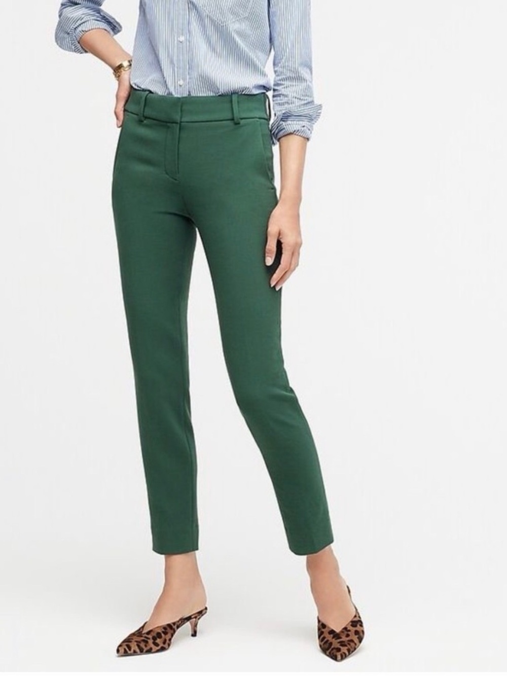 J Crew slim crop Cameron pant in four season stretch color Hunter Green